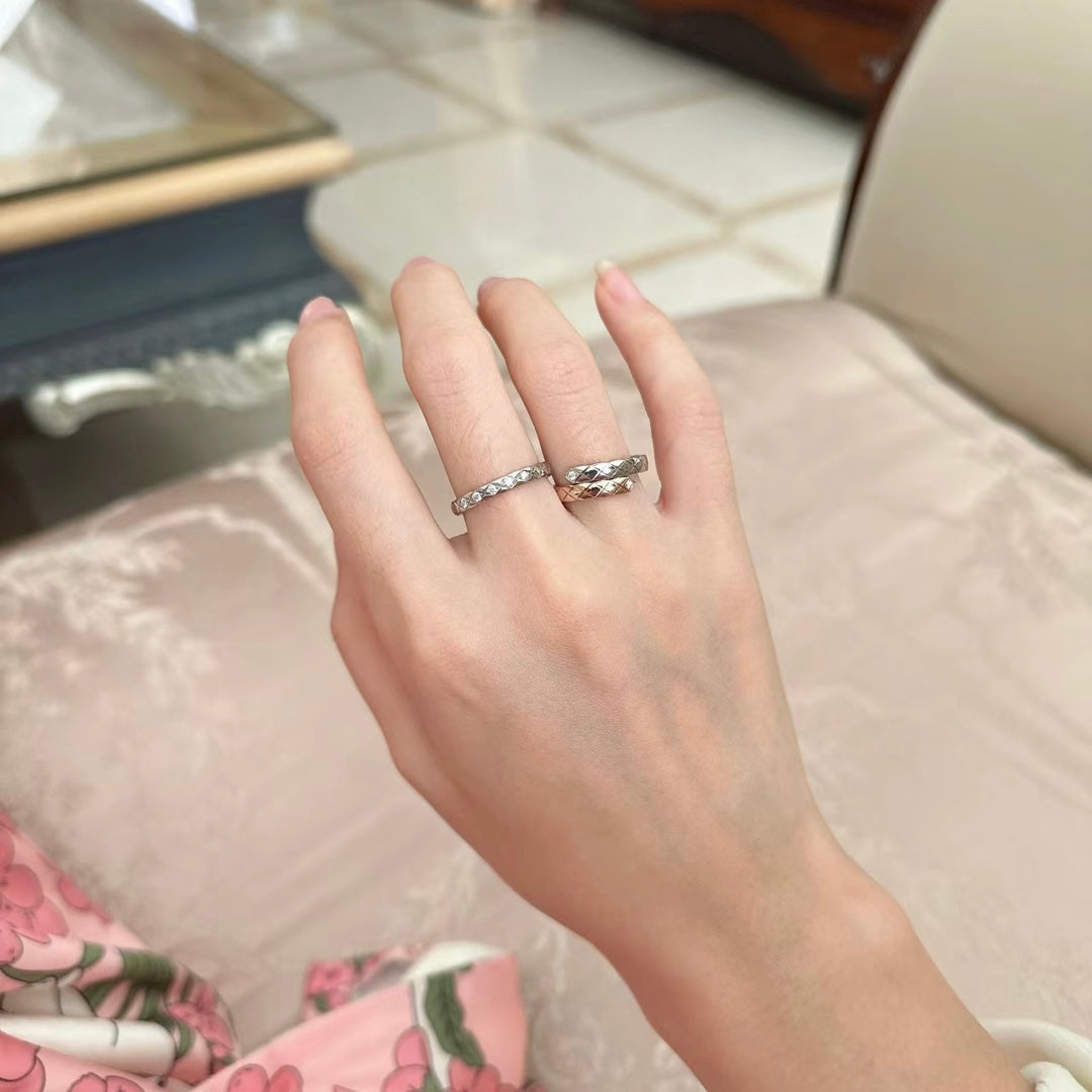 diamond plaid white gold narrow five diamond ring jzc20