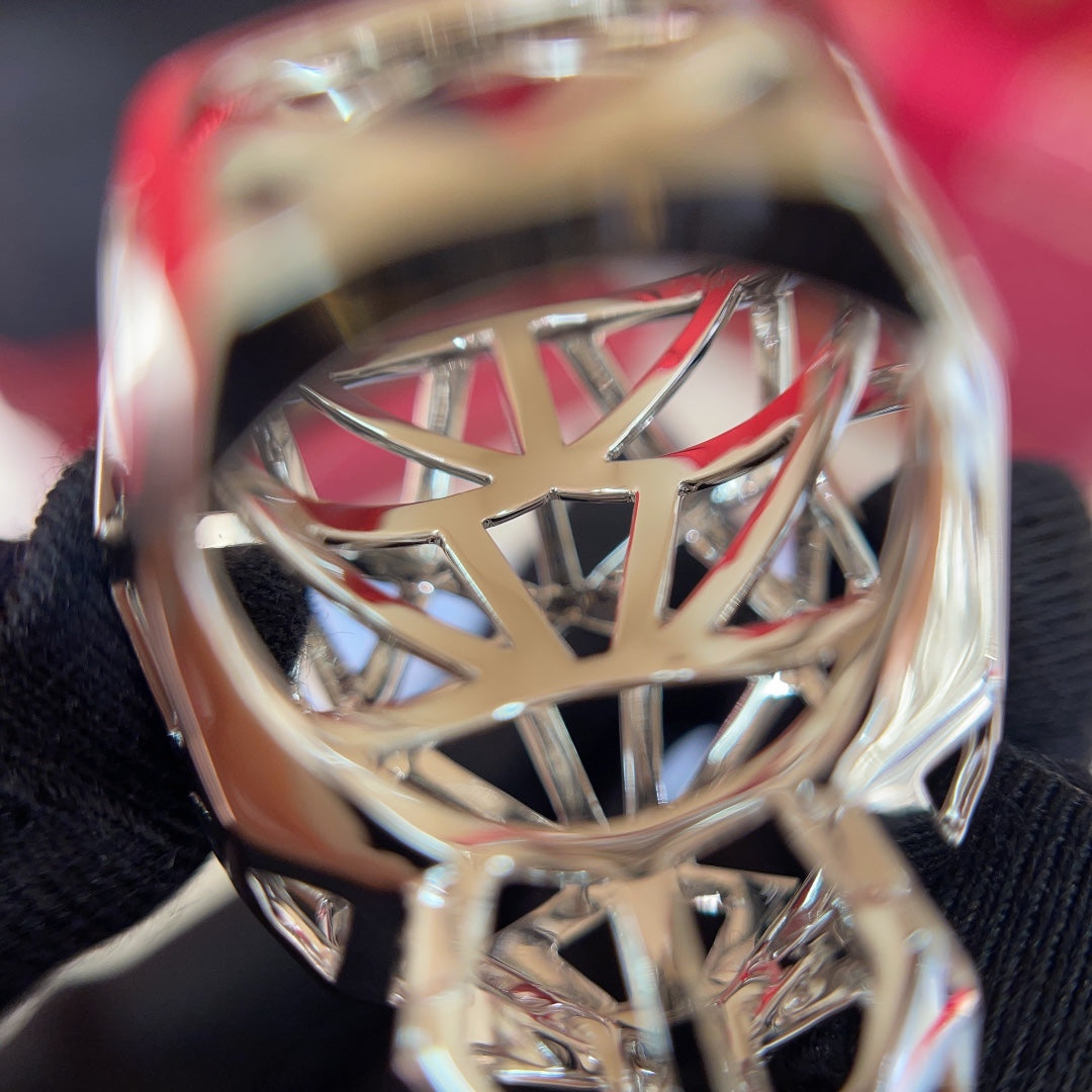 18k hollow leopard head design leopard platinum ring jzc22