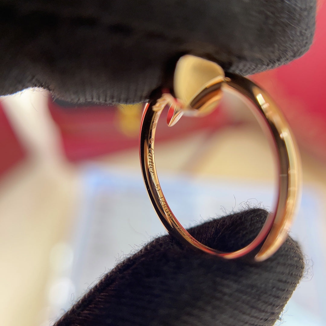 rose gold ring with nail and diamondless ring jzc23