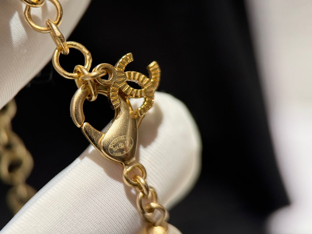 24c pink enamel pearl necklace xlc87