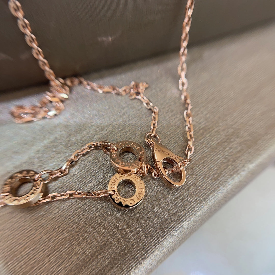 double layered fan white beiman diamond rose gold necklace xlc63