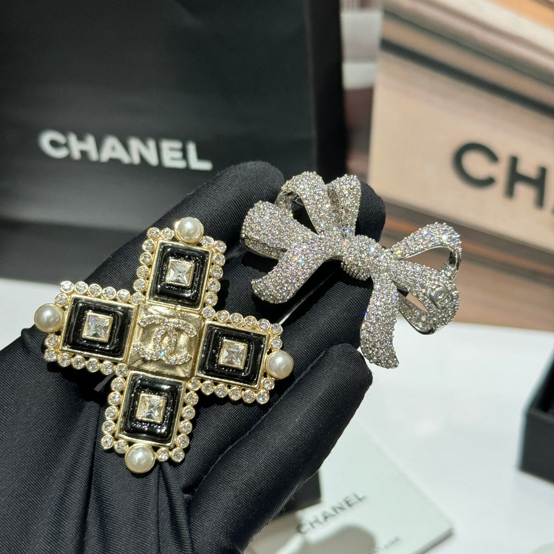 crystal long bow tassel brooch xzc20