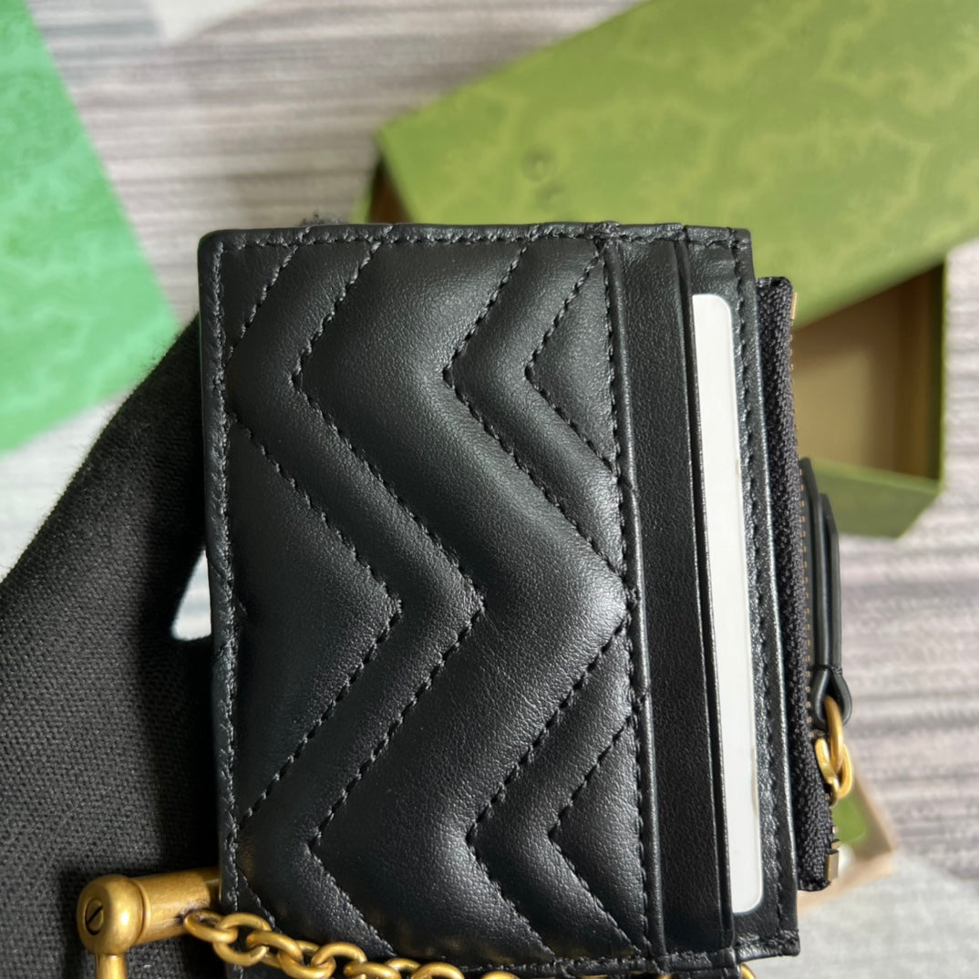 gg marmont series black 10cm small square zero wallet 627064