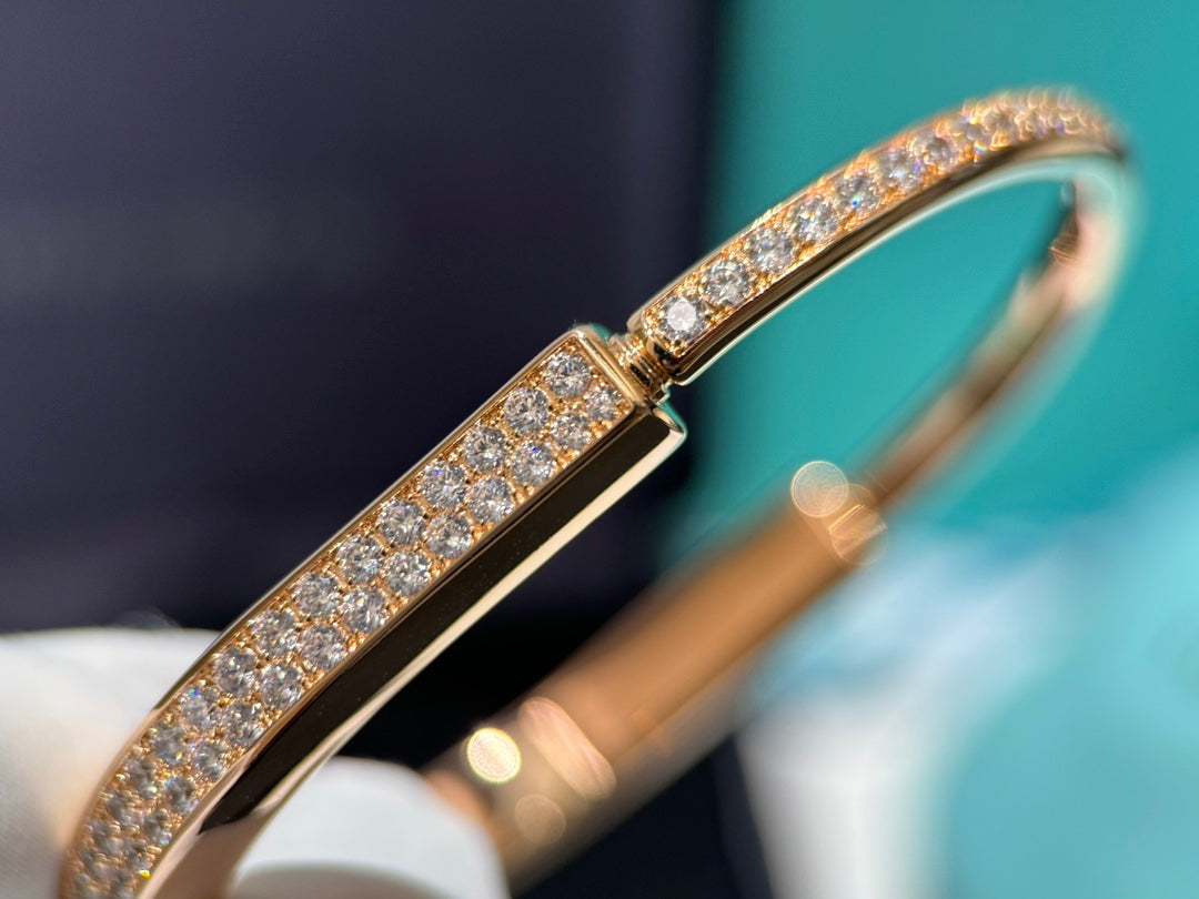 tf 18k rose gold lock full diamond deluxe bracelet slc33