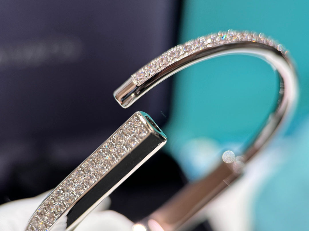 tf 18k platinum padlock full diamond set luxury bracelet slc33