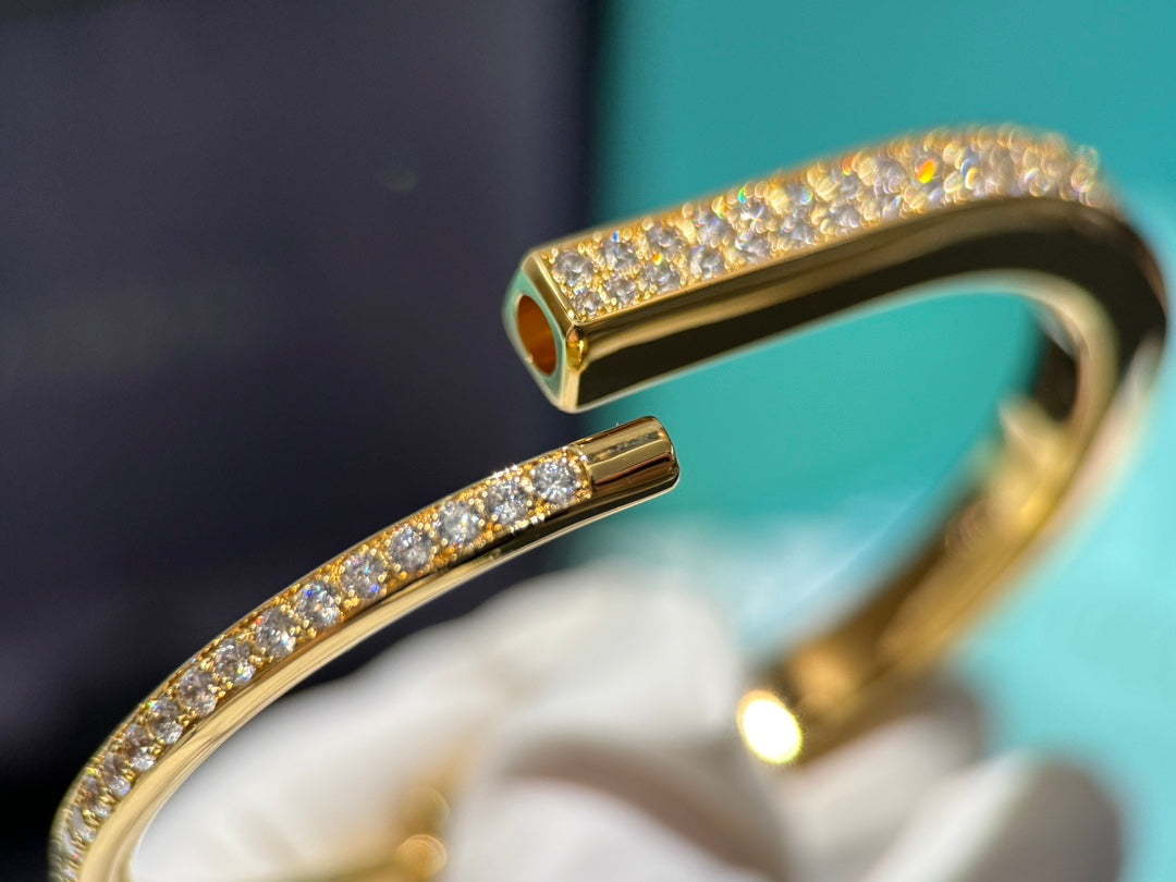 tf 18k gold padlock full diamond set luxury bracelet slc35