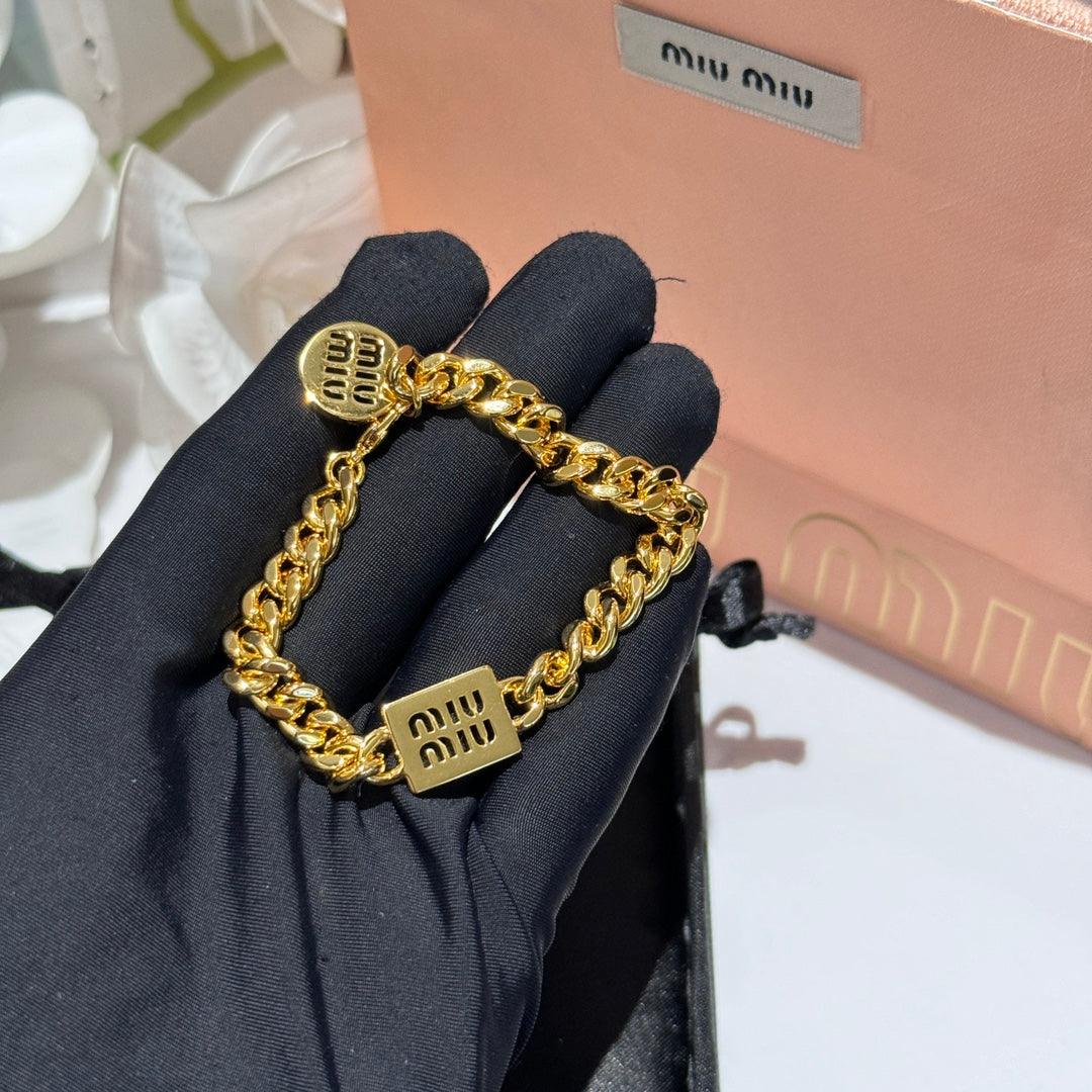 mm hollow letter thick chain gold bracelet slc44