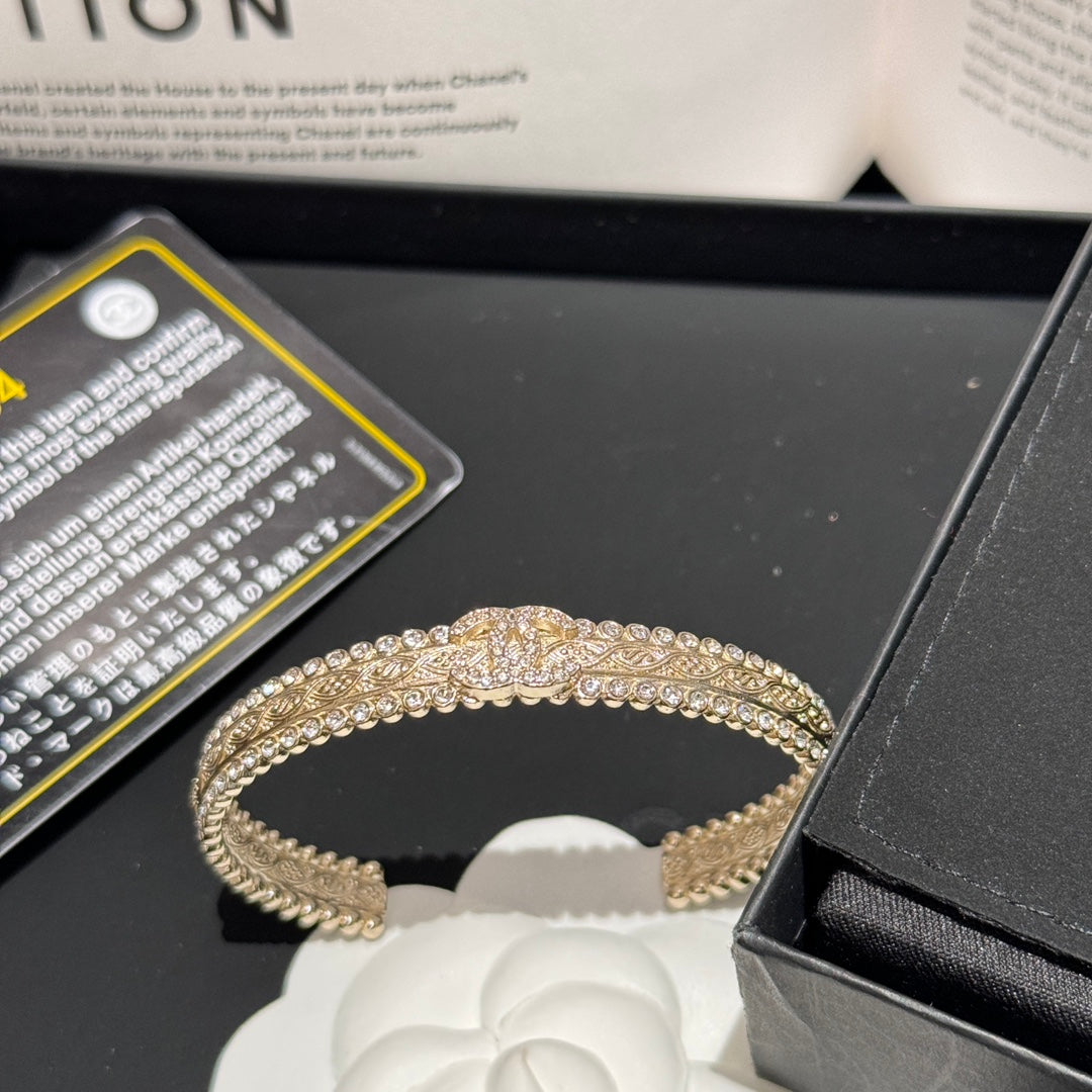 vintage champagne gold relief diamond bracelet slc78