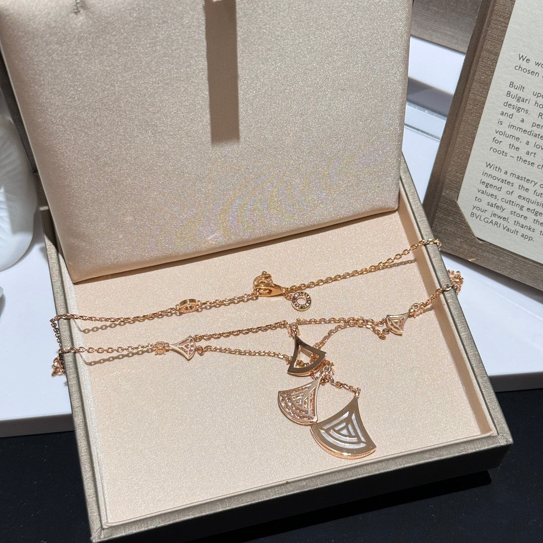 divasdream fan shaped gemstone luxury necklace xlc91