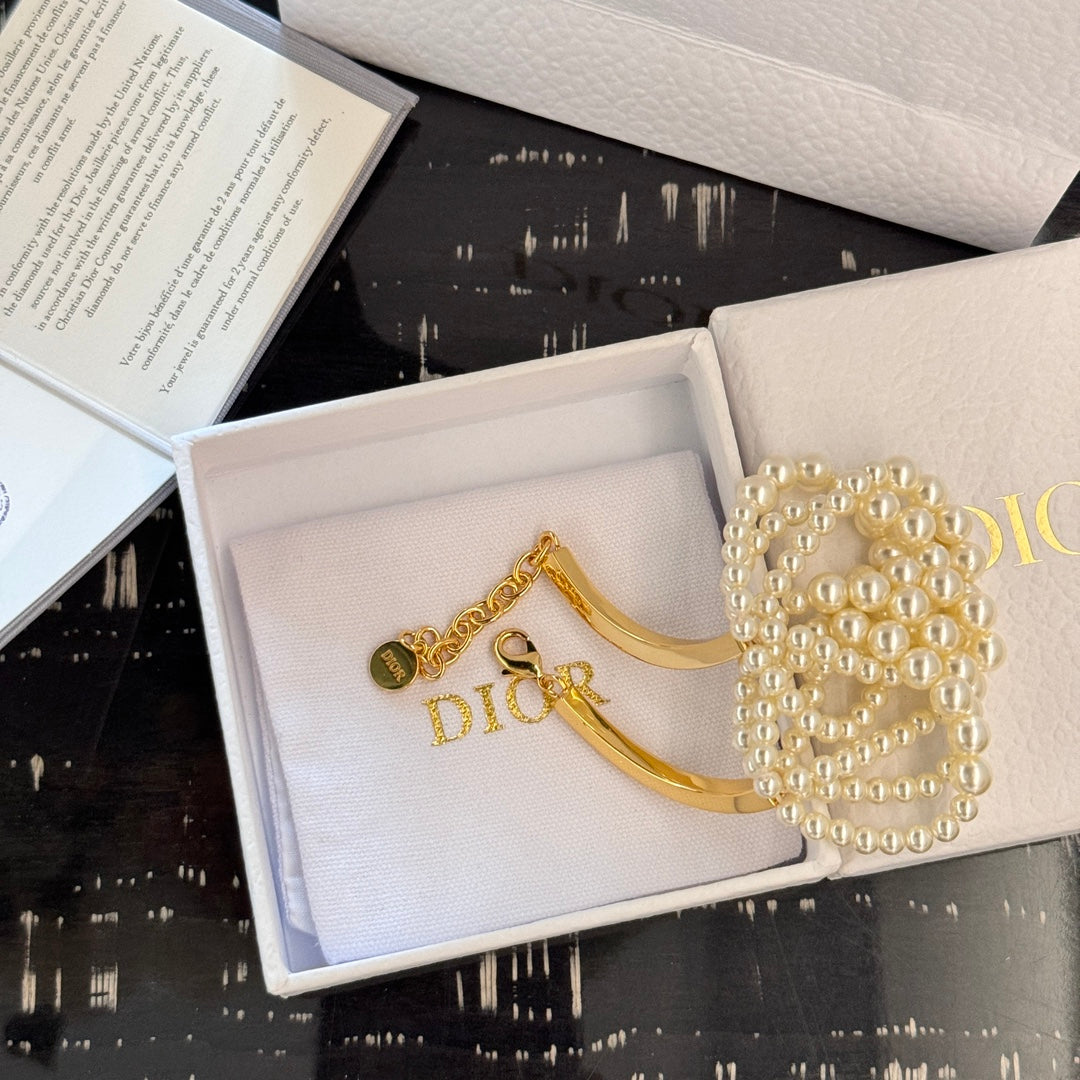 d bow golden pearl bracelet slc53