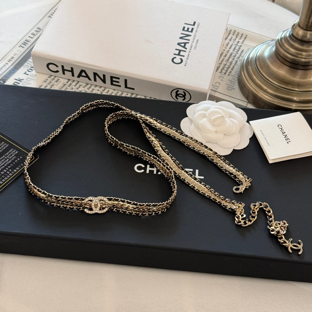 golden snake bone woven leather waist chain ylc1