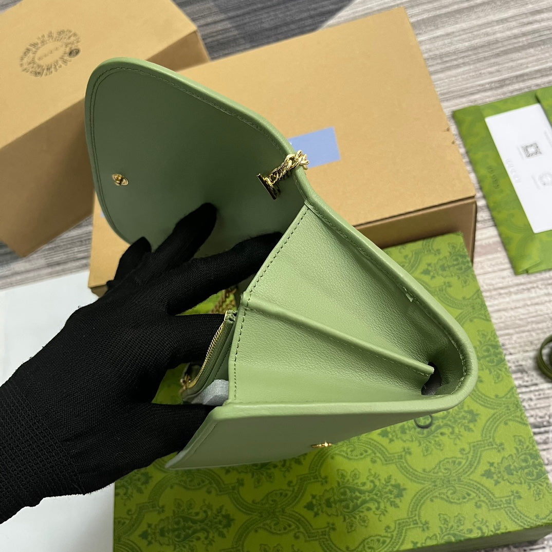 blondie 21cm green interlocking hardware chain cross shoulder bag 725215