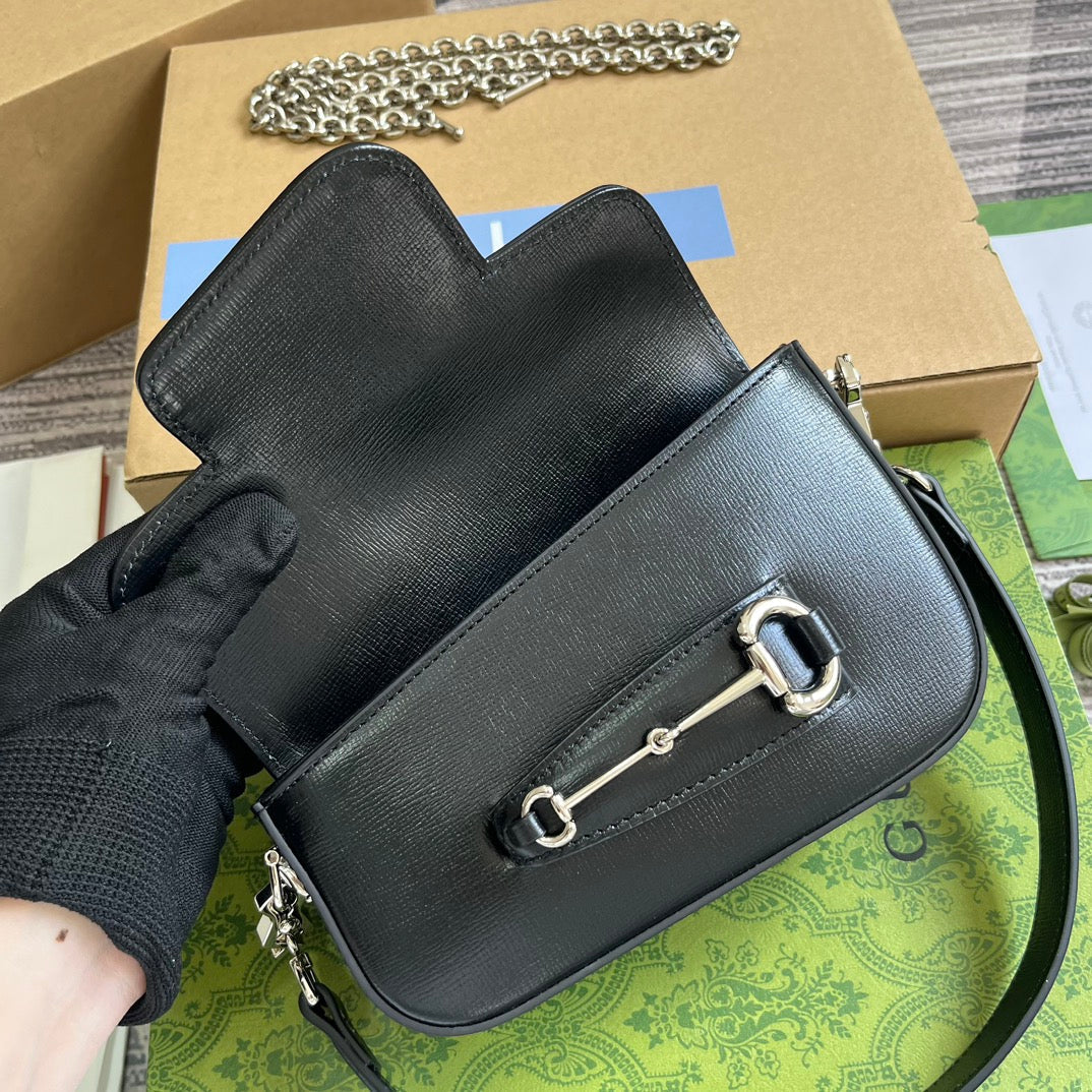 gg black horsebit 1955 series underarm handbag 774209