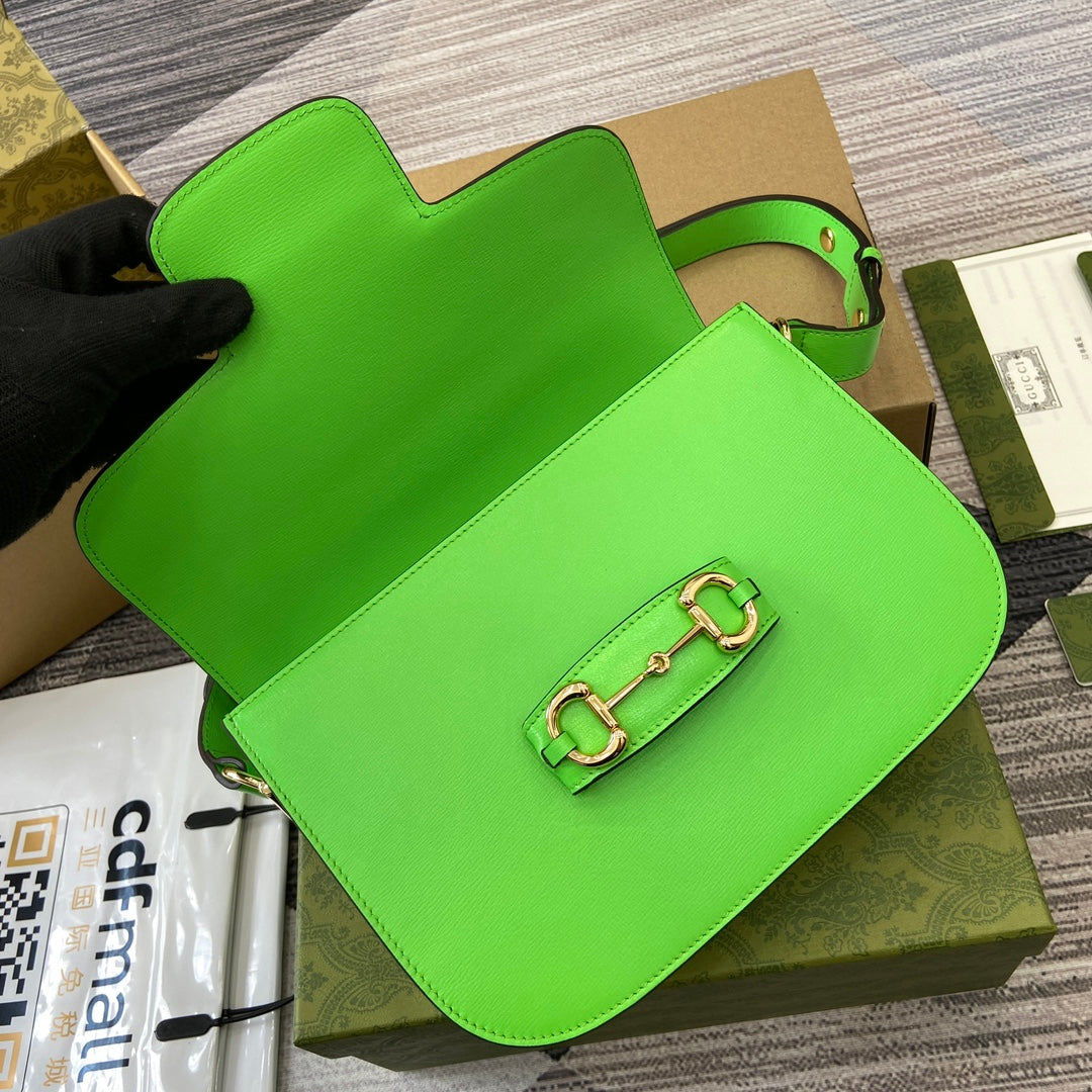 gg horsebit 1955 series 25cm green handbag underarm shoulder backpack 602204