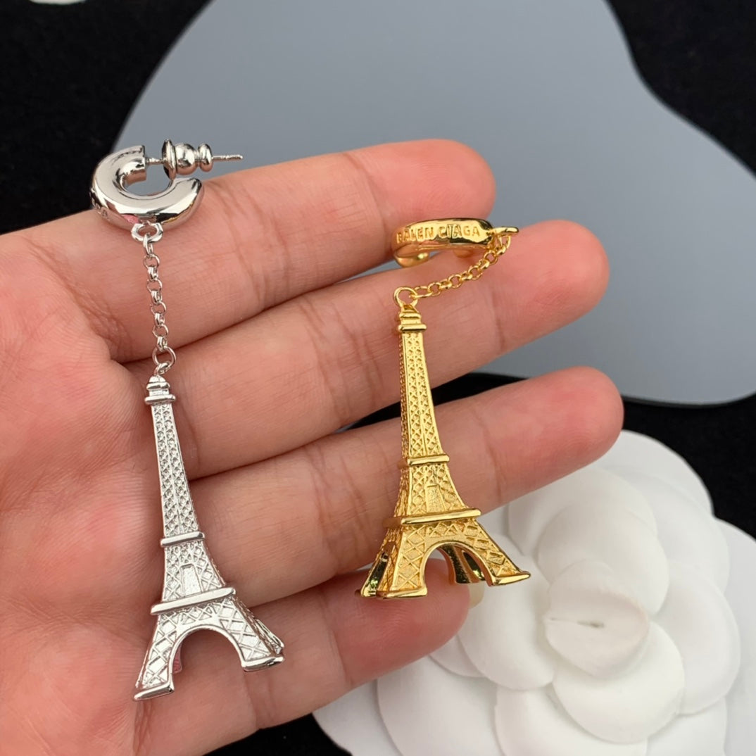 balenciaga iron tower yellow gold earrings eha786