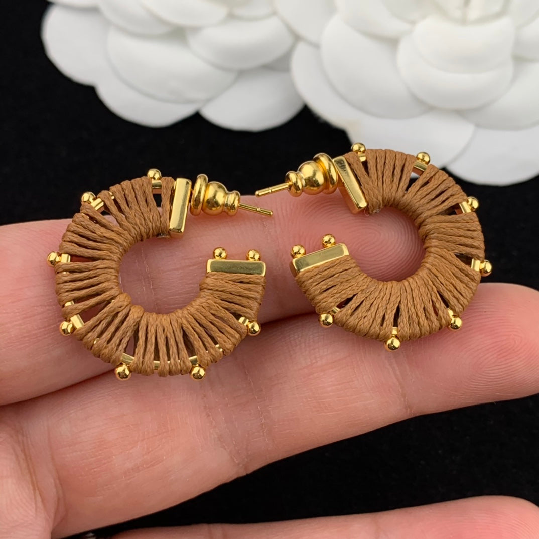 celine woven gold bead earrings eha172