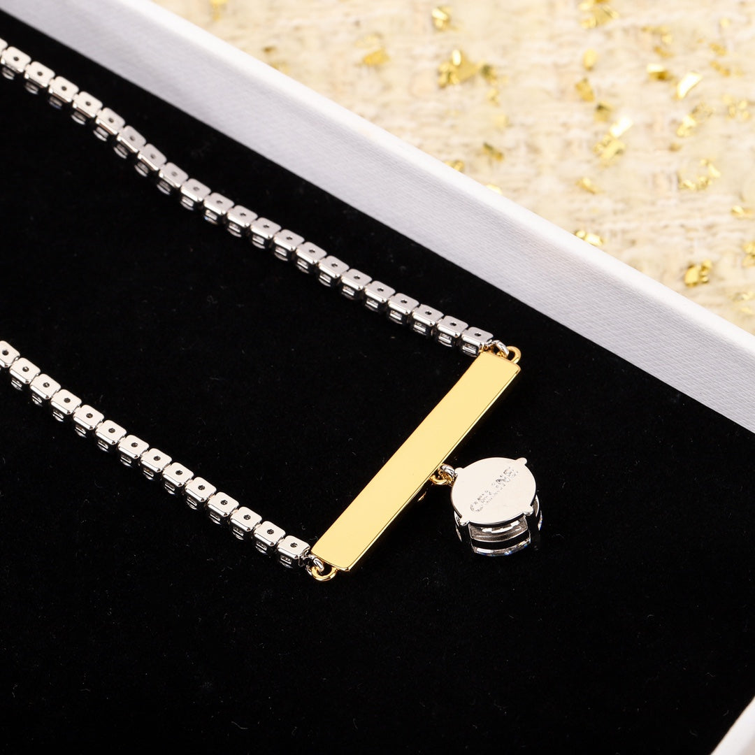 versatile gold bar hanging diamond necklace xla131
