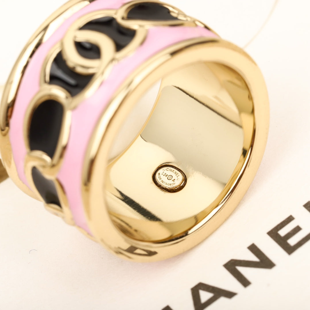pink enamel drip oil circle ring jza68