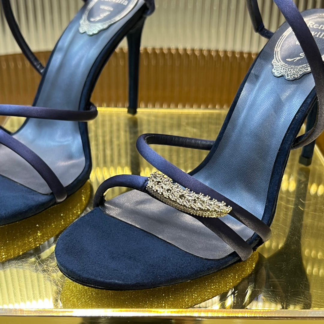 rc blue serpentine zircon silk wrapped foot ring high heel sandals xzh216