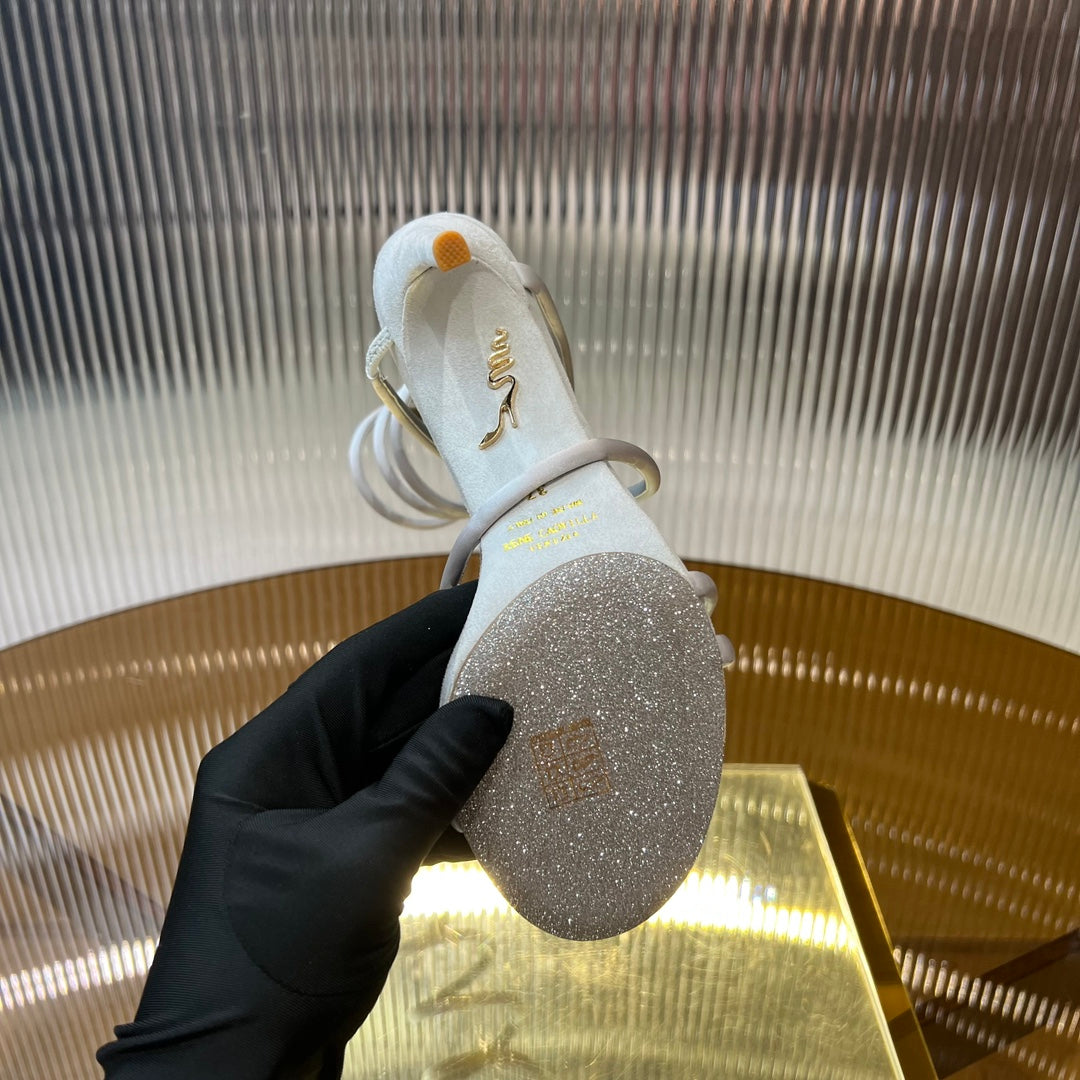 water diamond serpentine silk wrapped foot ring high heels open toed white sandals xzh216