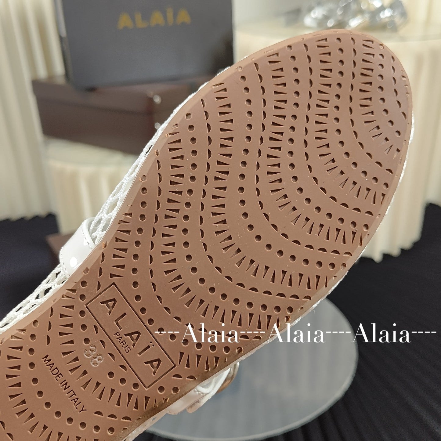 alaia white head mesh one button ballet flat slippers xzh215