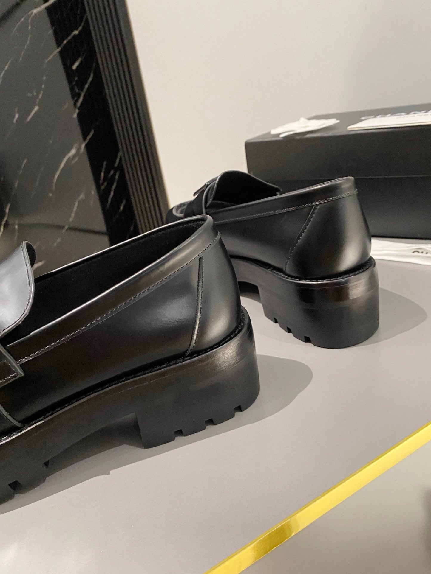 double c metal buckle thick sole loafers single shoes small leather shoes xzh218