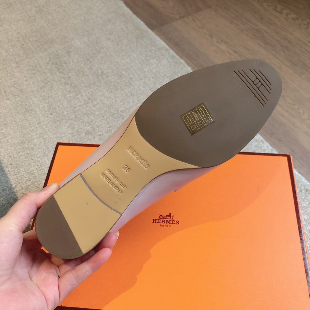 pink blocked round toe small leather shoes single shoe xzh229