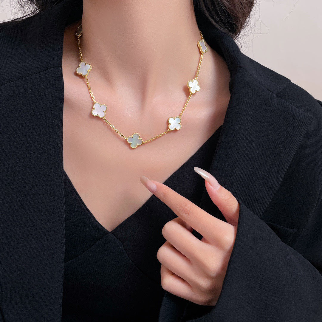 vca ten flower white beimu gold necklace xla162