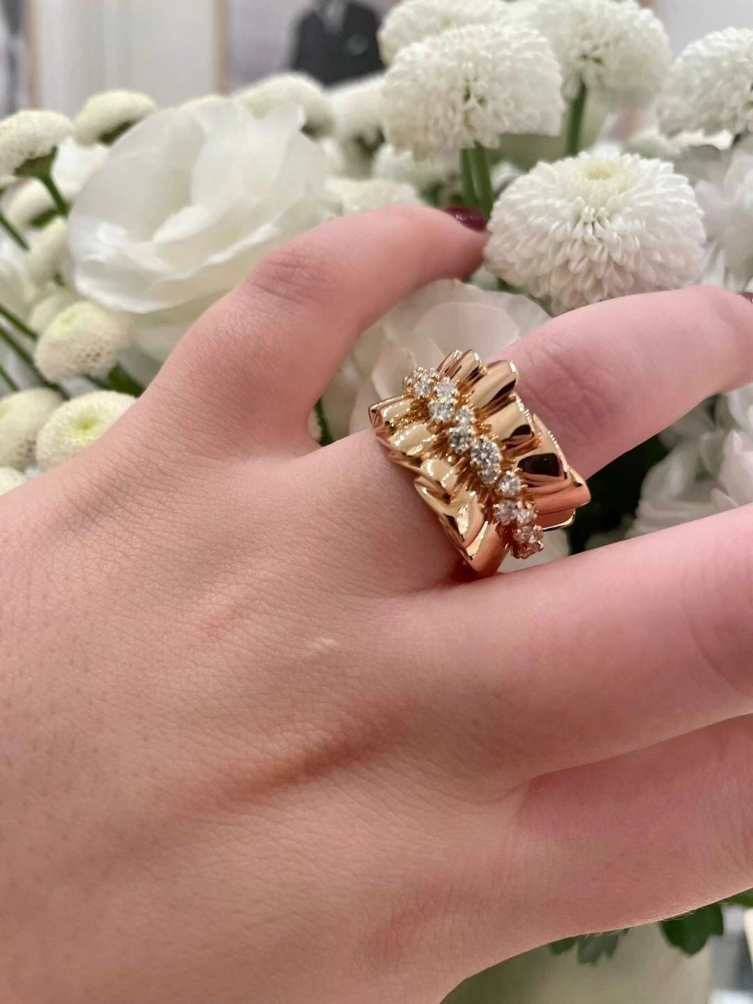 rose gold folded crown ring jza77