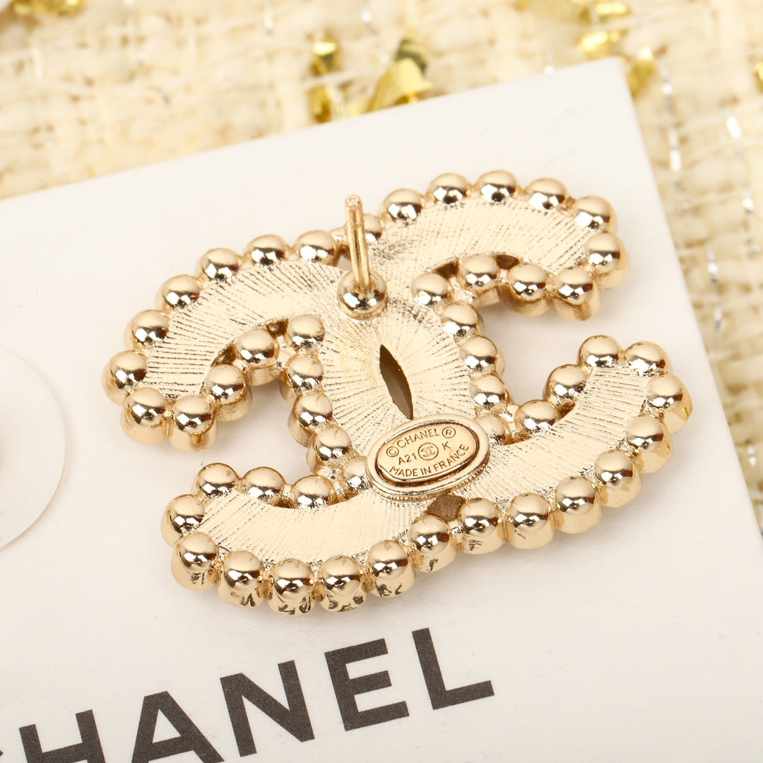 double c resin letter studded diamond earrings eha208