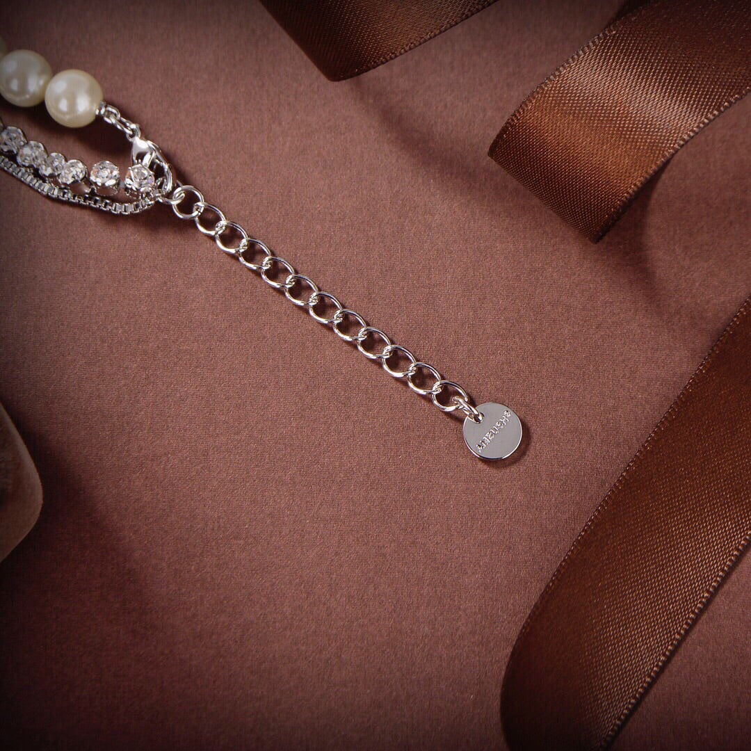 ab love splicing double layer pearl pendant necklace xla134