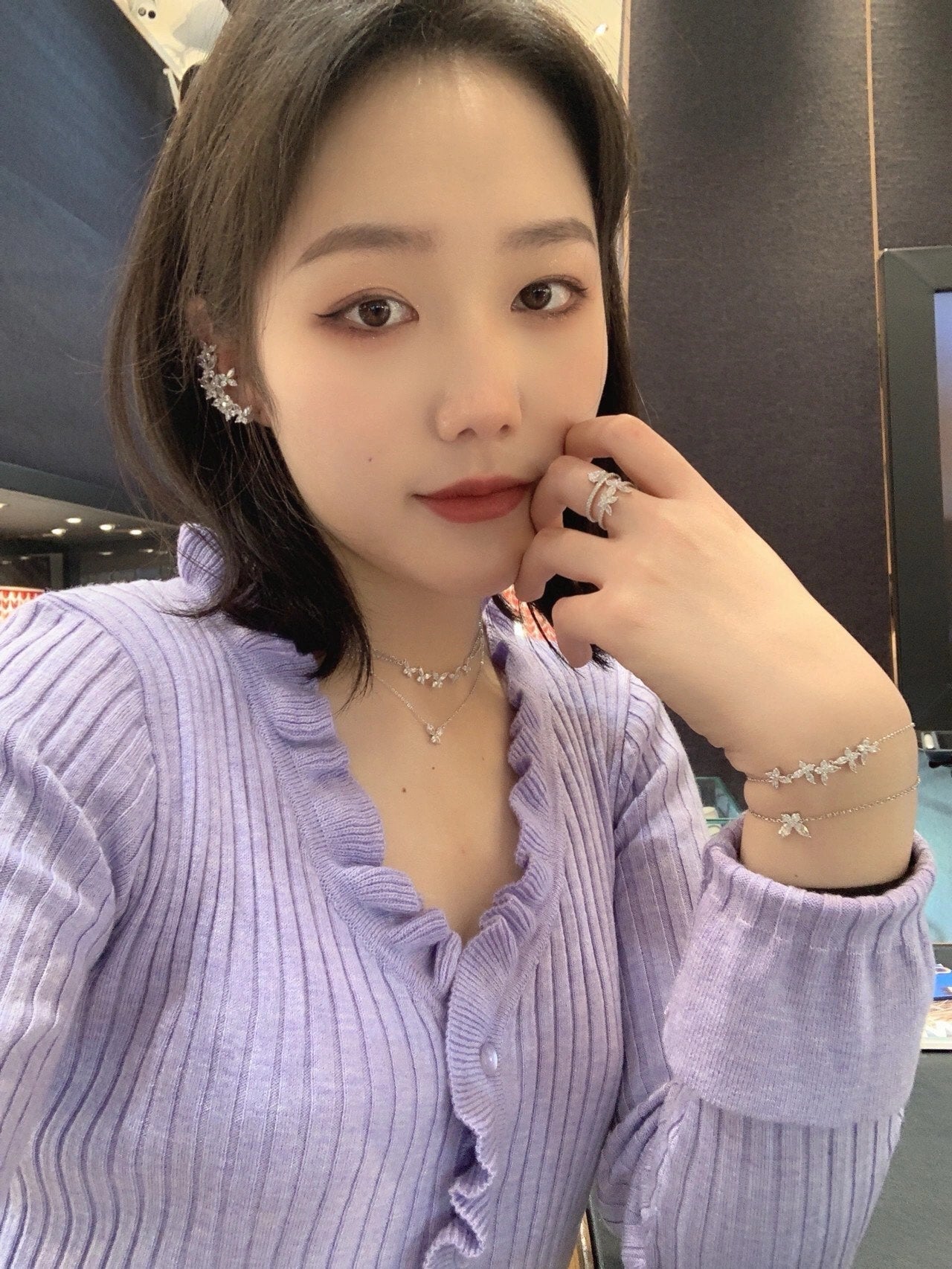 butterfly asymmetric silver earrings eha820