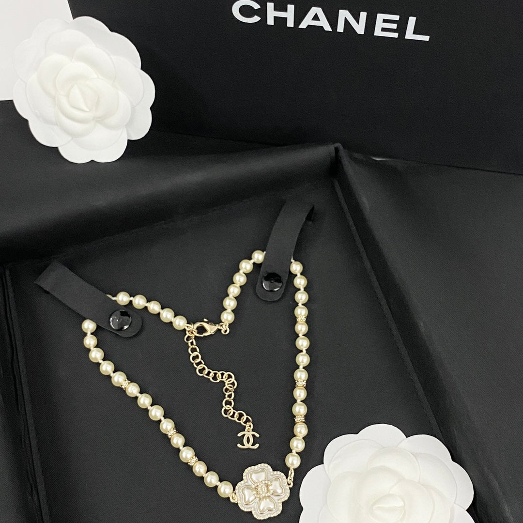 white beimu four leaf clover pearl necklace xla223