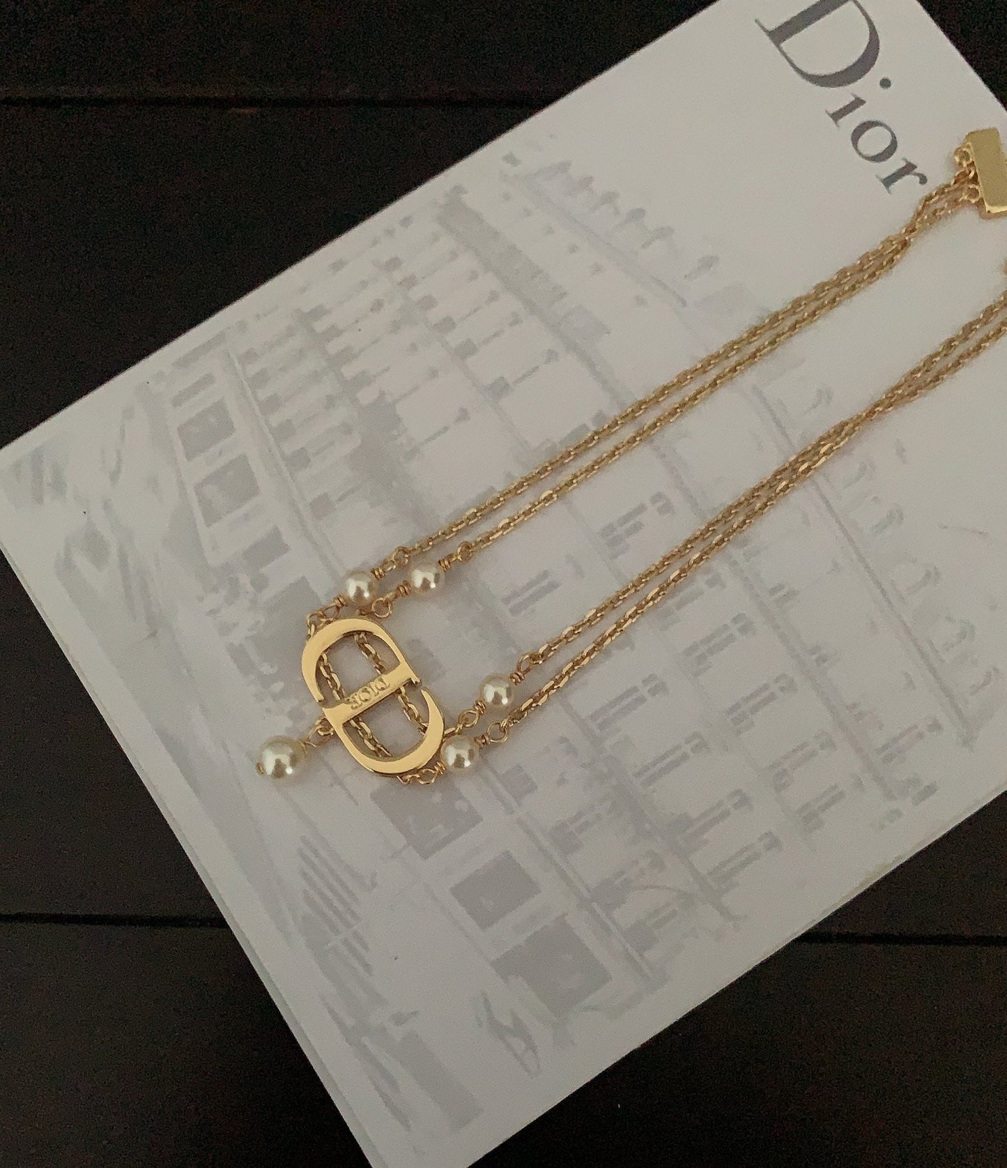 cd letter double layer gold necklace xla175