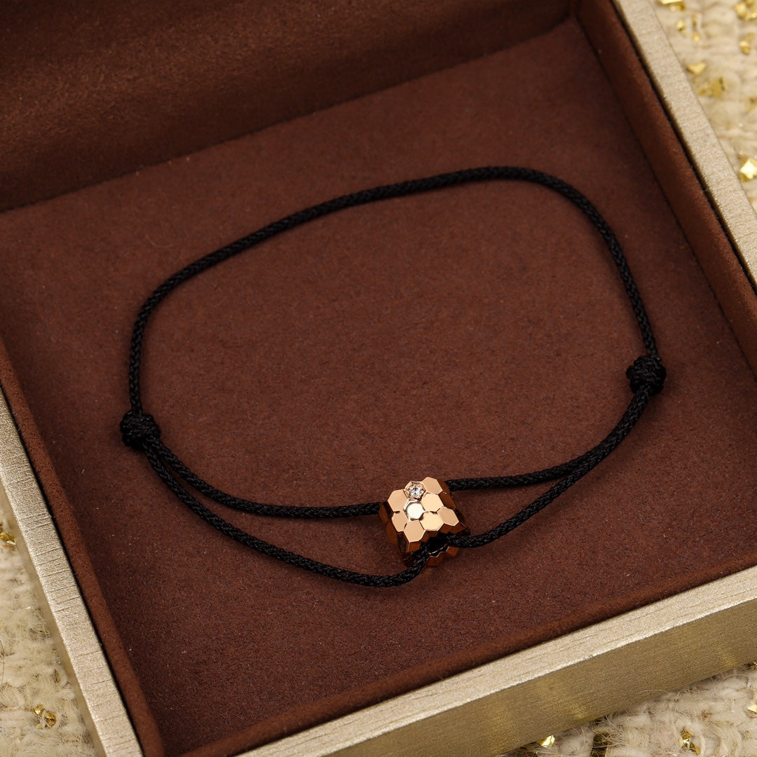 honeycomb red rope rose gold diamond hand rope sla93