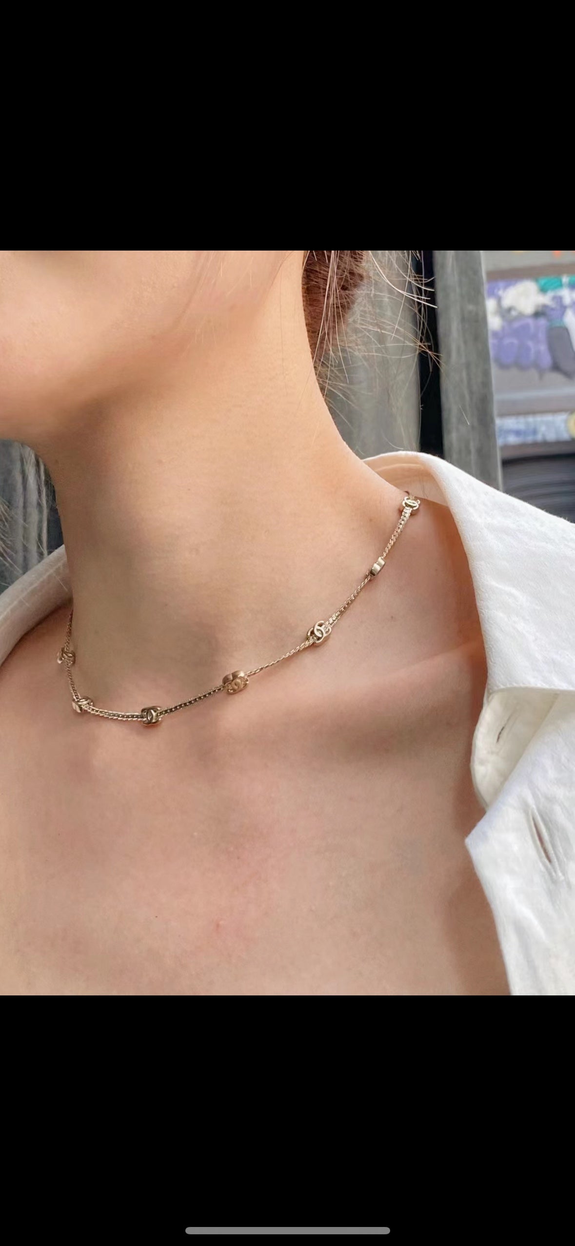 light gold 7 flower cc long necklace xla232