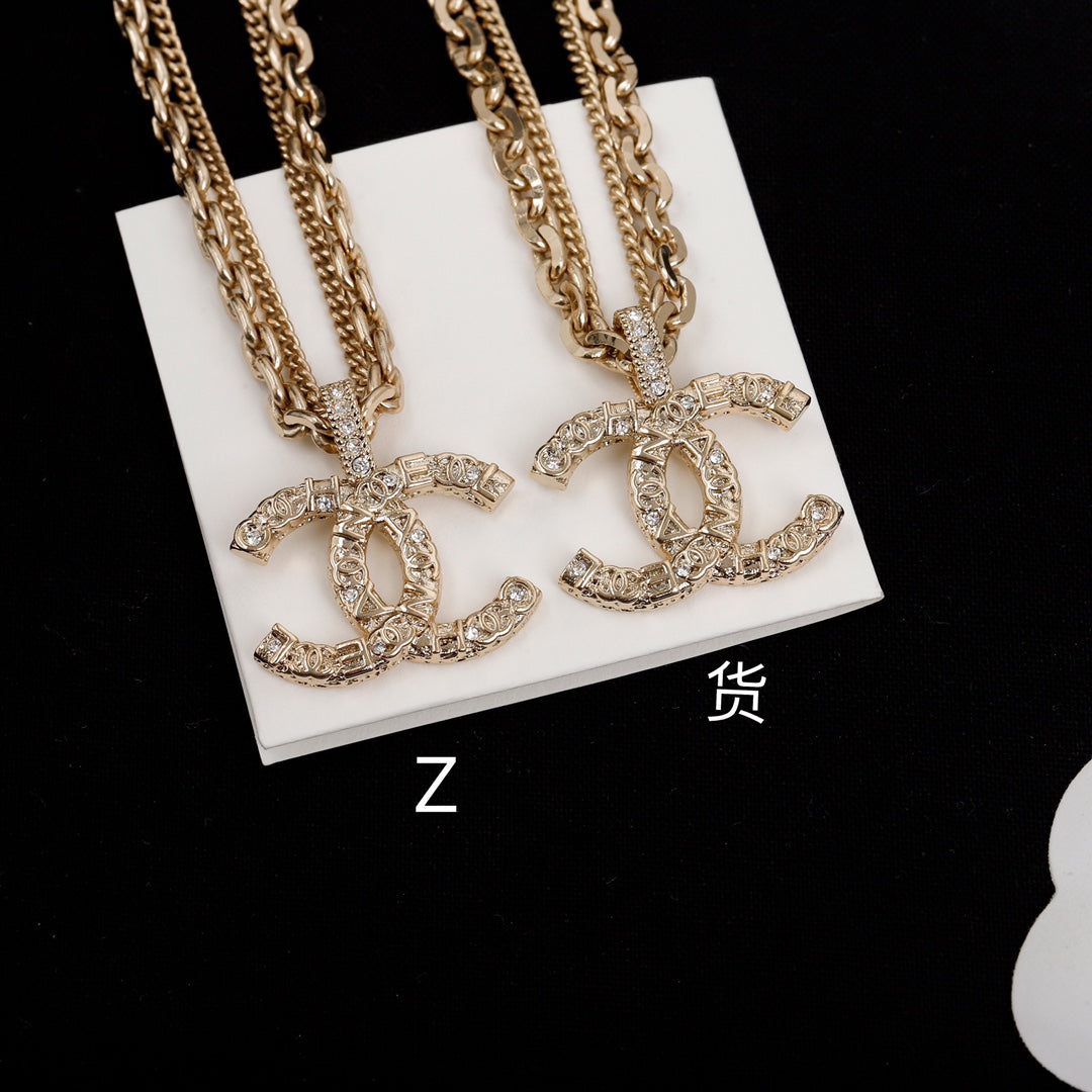 embossed letter double layer necklace xla184