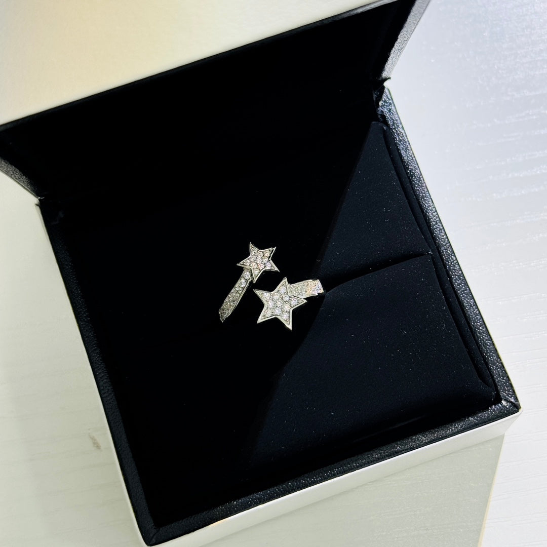 5a open star romantic open silver ring jza73