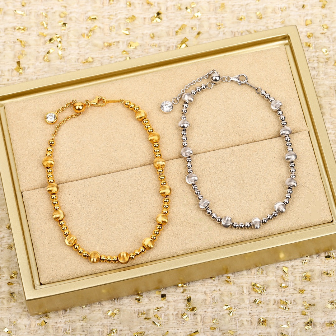 rice bead brushed gold and silver bracelet sla87