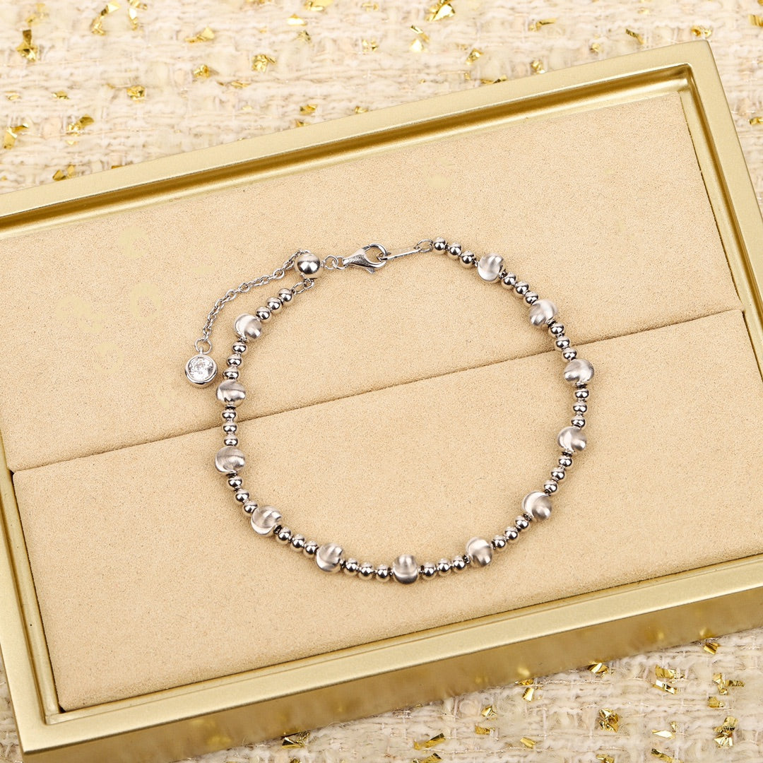 rice bead brushed gold and silver bracelet sla87