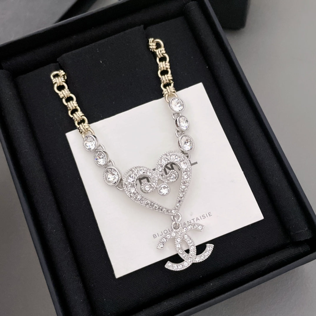 cha love hanging c choker silver necklace xla225