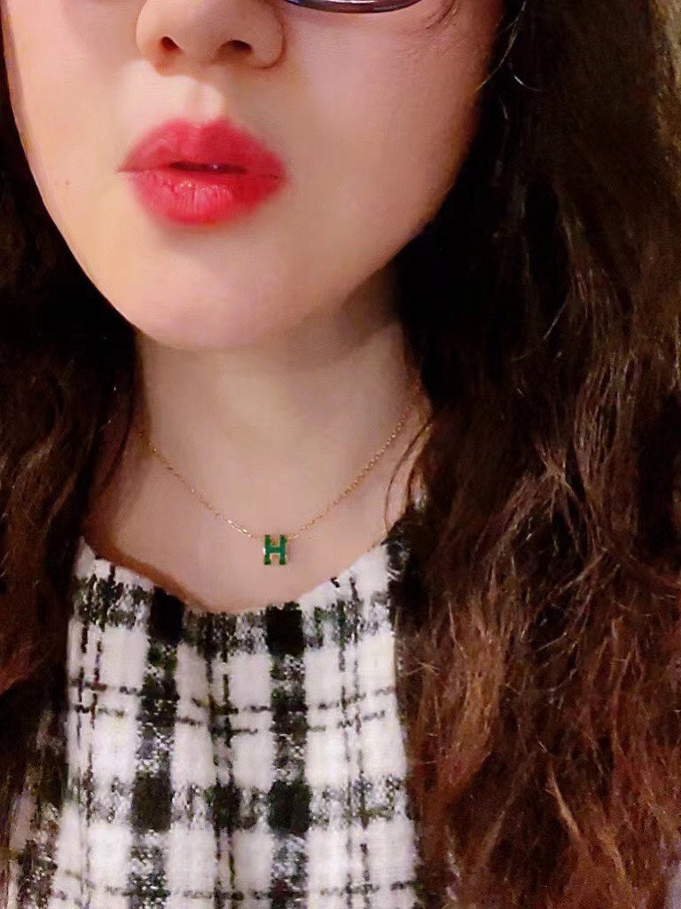 h blue enamel gold pendant necklace xla188