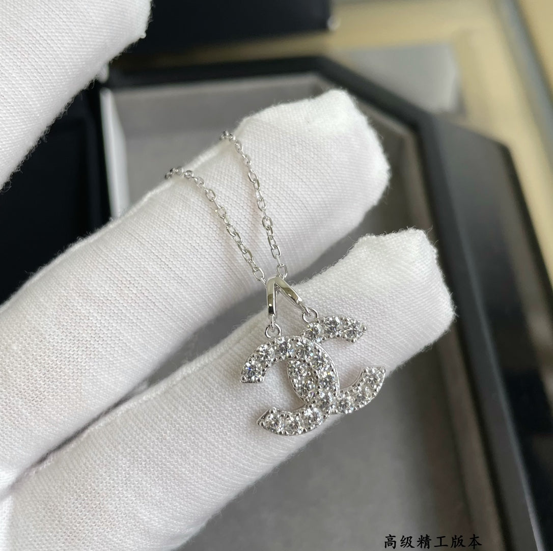 cha pure silver double c necklace xla217