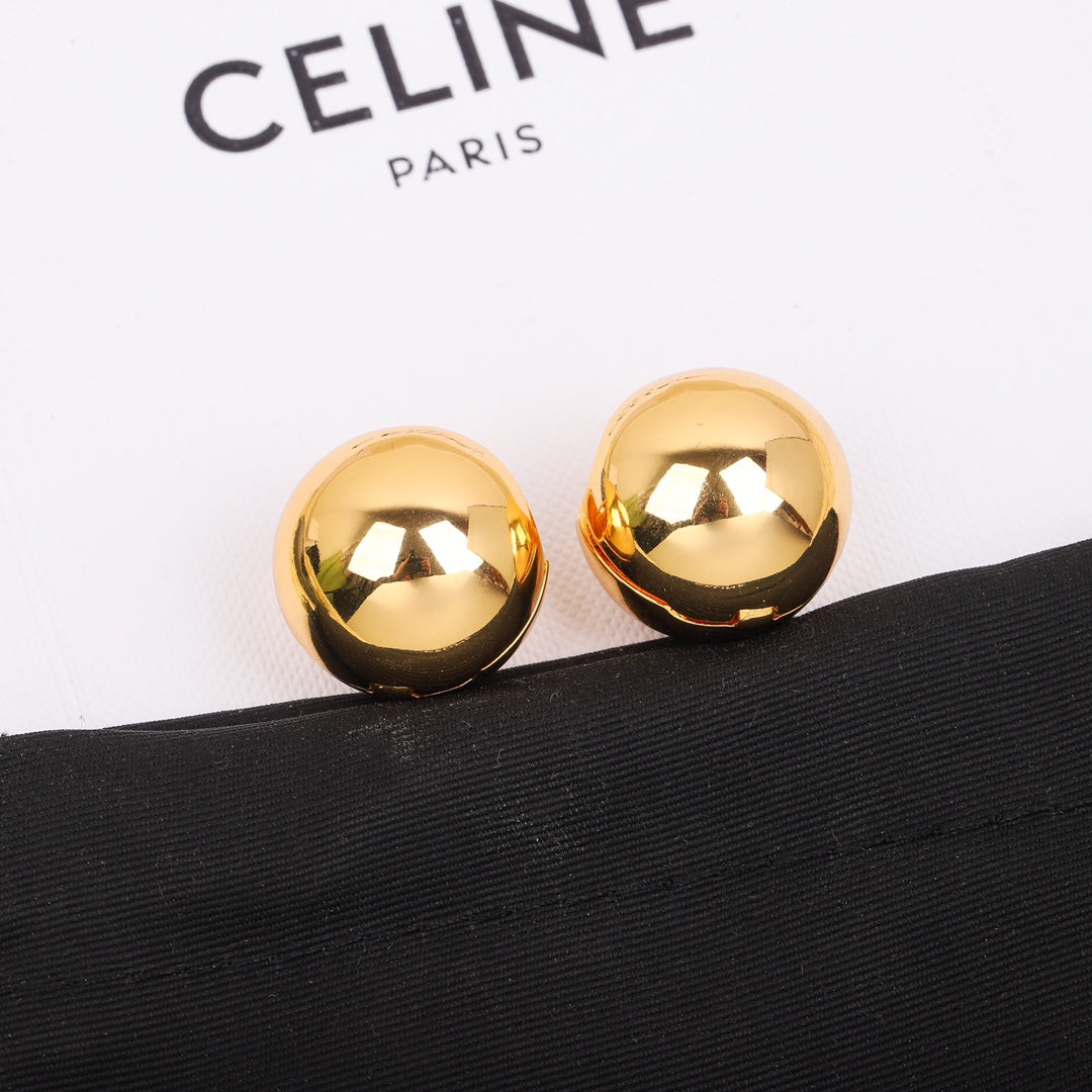 half round bead gold earrings eha237