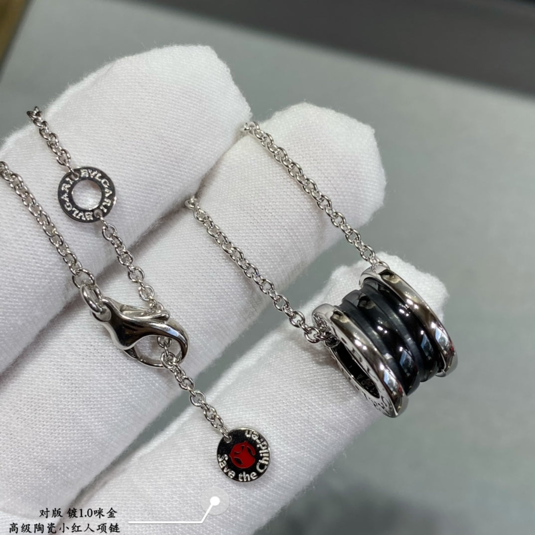 bv black ceramic silver necklace xla242