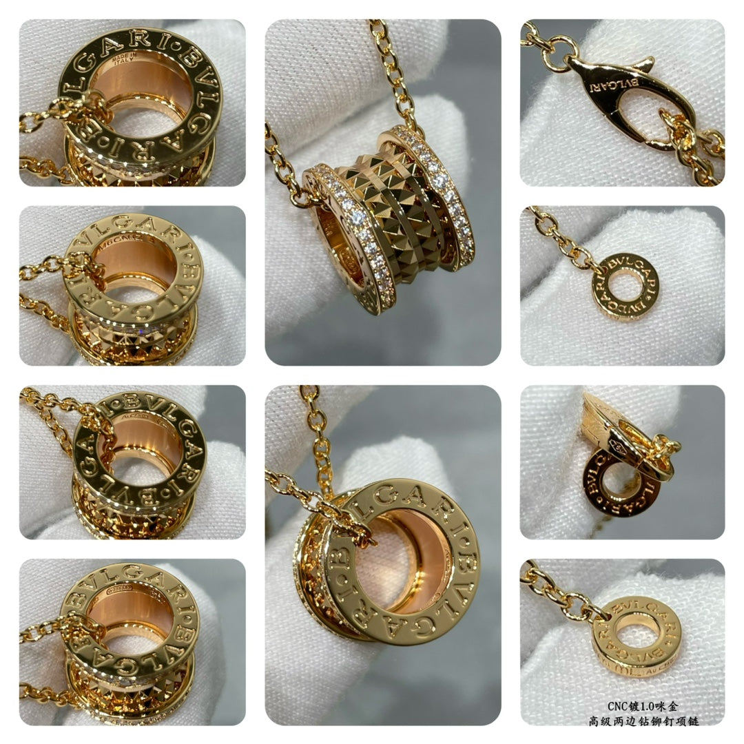 bv gold diamond studded rivet spring necklace xla201