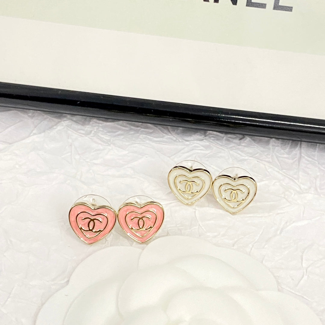 cha pink enamel heart earnail eha337