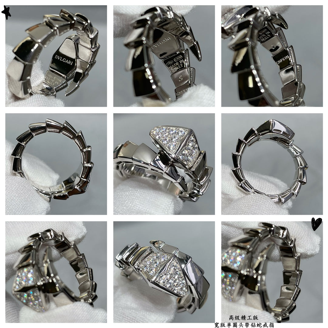 wide single loop headband diamond snake ring jza90