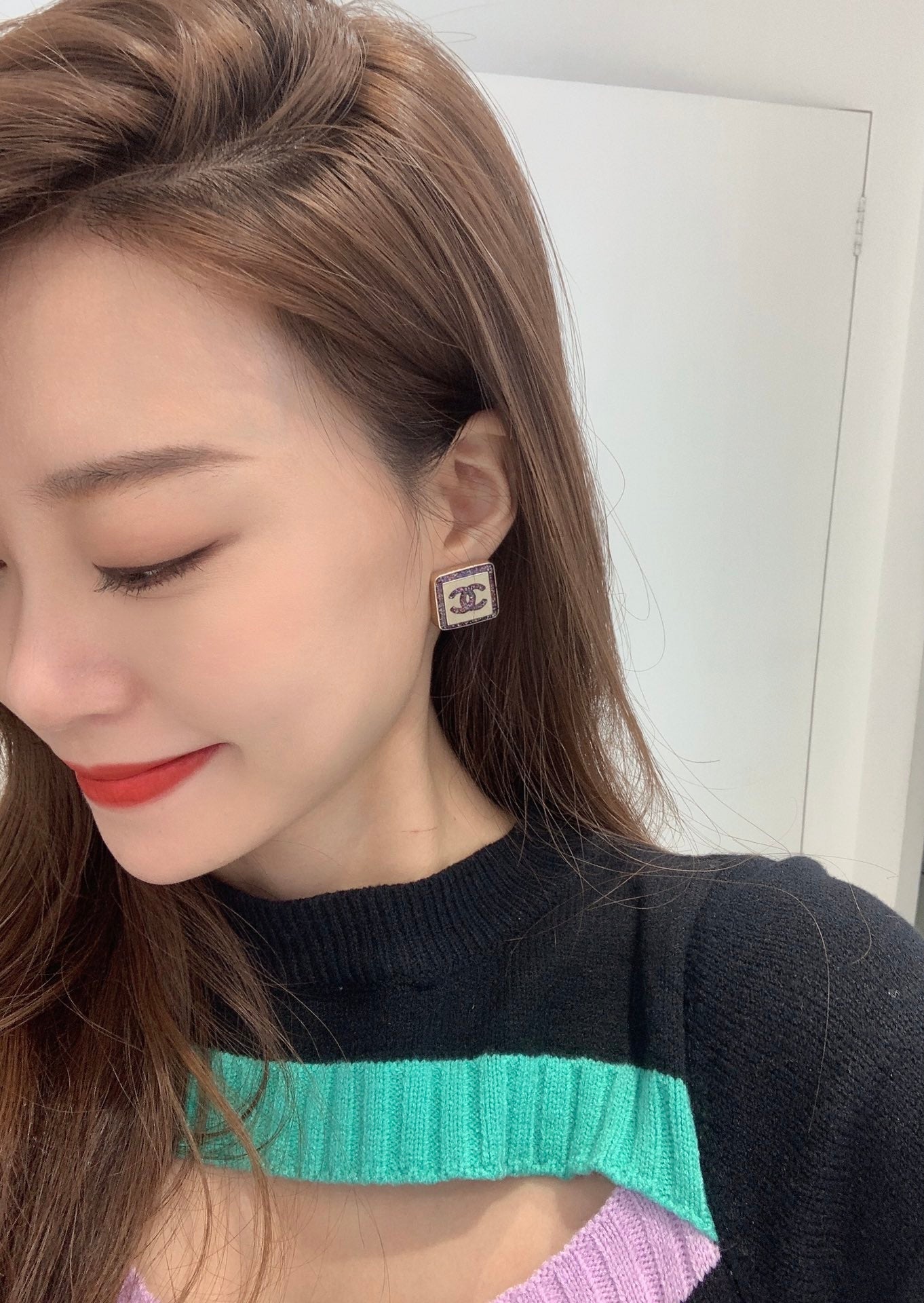 cha glass double c earrings eha367
