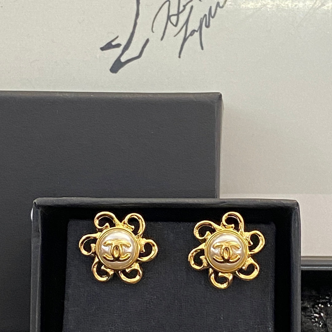 sunflower pearl gold earrings eha284
